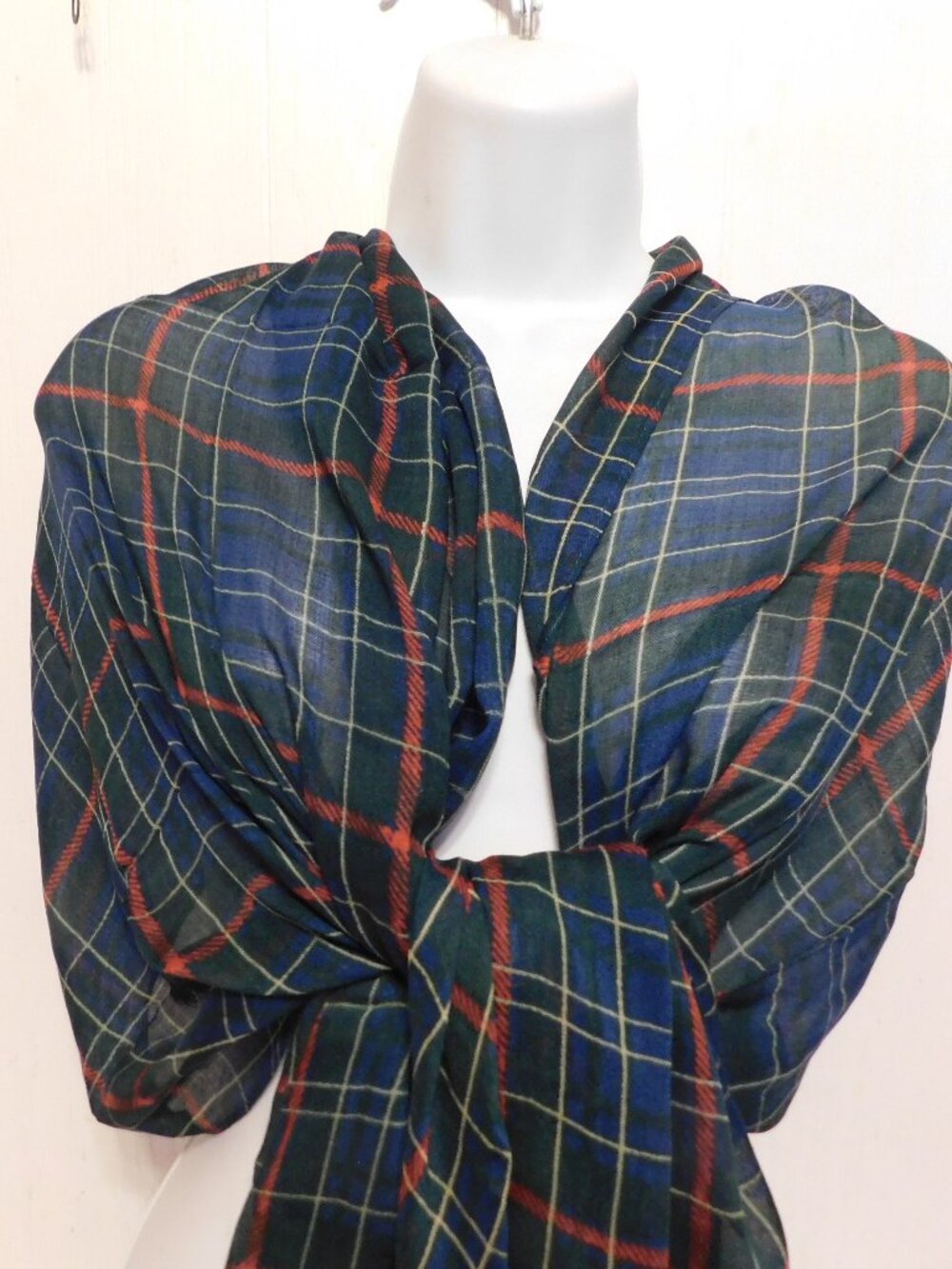 Patricia Nash Blue Green Tartan Plaid Scarf NEW - Picture 4 of 7